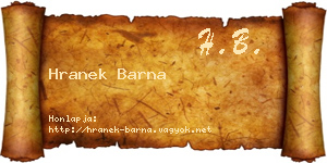 Hranek Barna névjegykártya